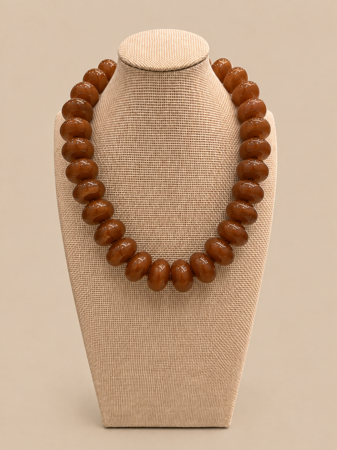 Chuncky Beaded Necklace - Caramel Brown