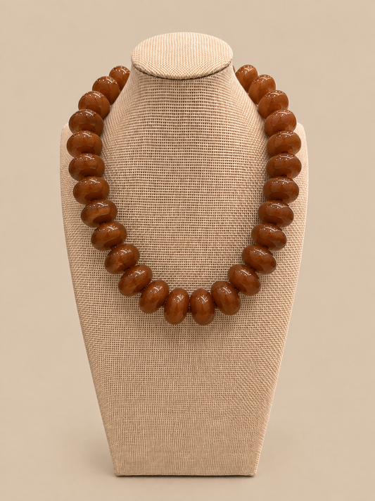 Chuncky Beaded Necklace - Caramel Brown