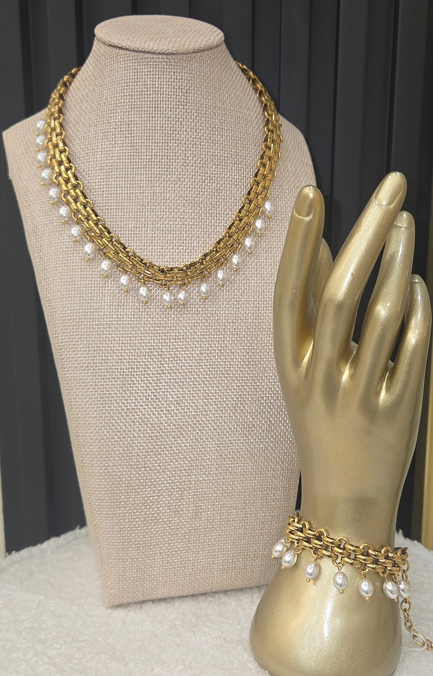 Gold Faux Pearl Bracelet
