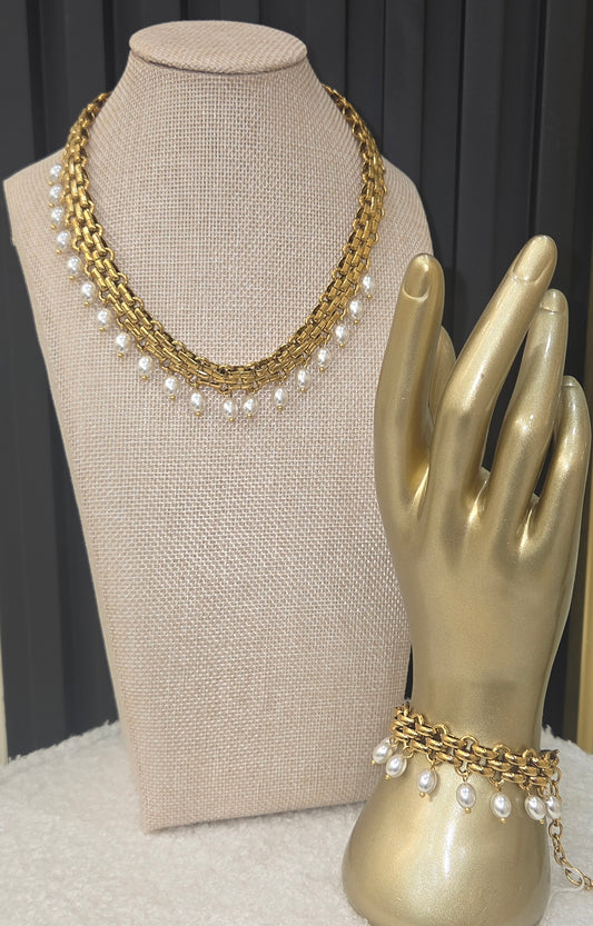 Gold Faux Pearl Bracelet