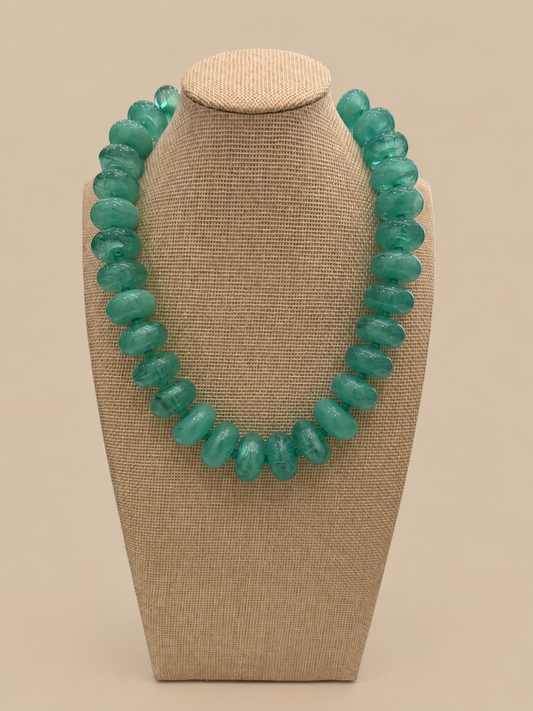 Chuncky Beaded Necklace - Aqua Blue
