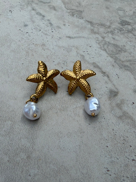 Starfish Pearl Earrings