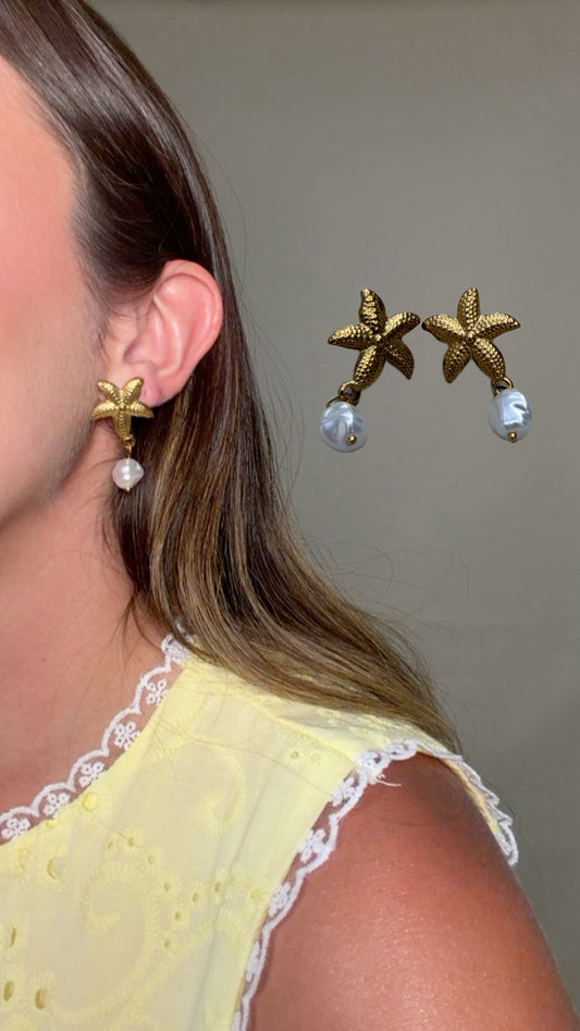 Starfish Pearl Earrings