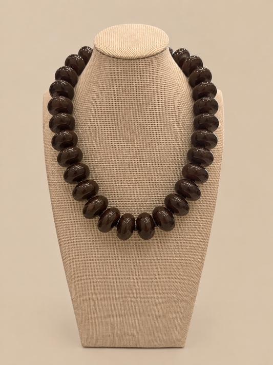 Chuncky Beaded Necklace - Dark Brown
