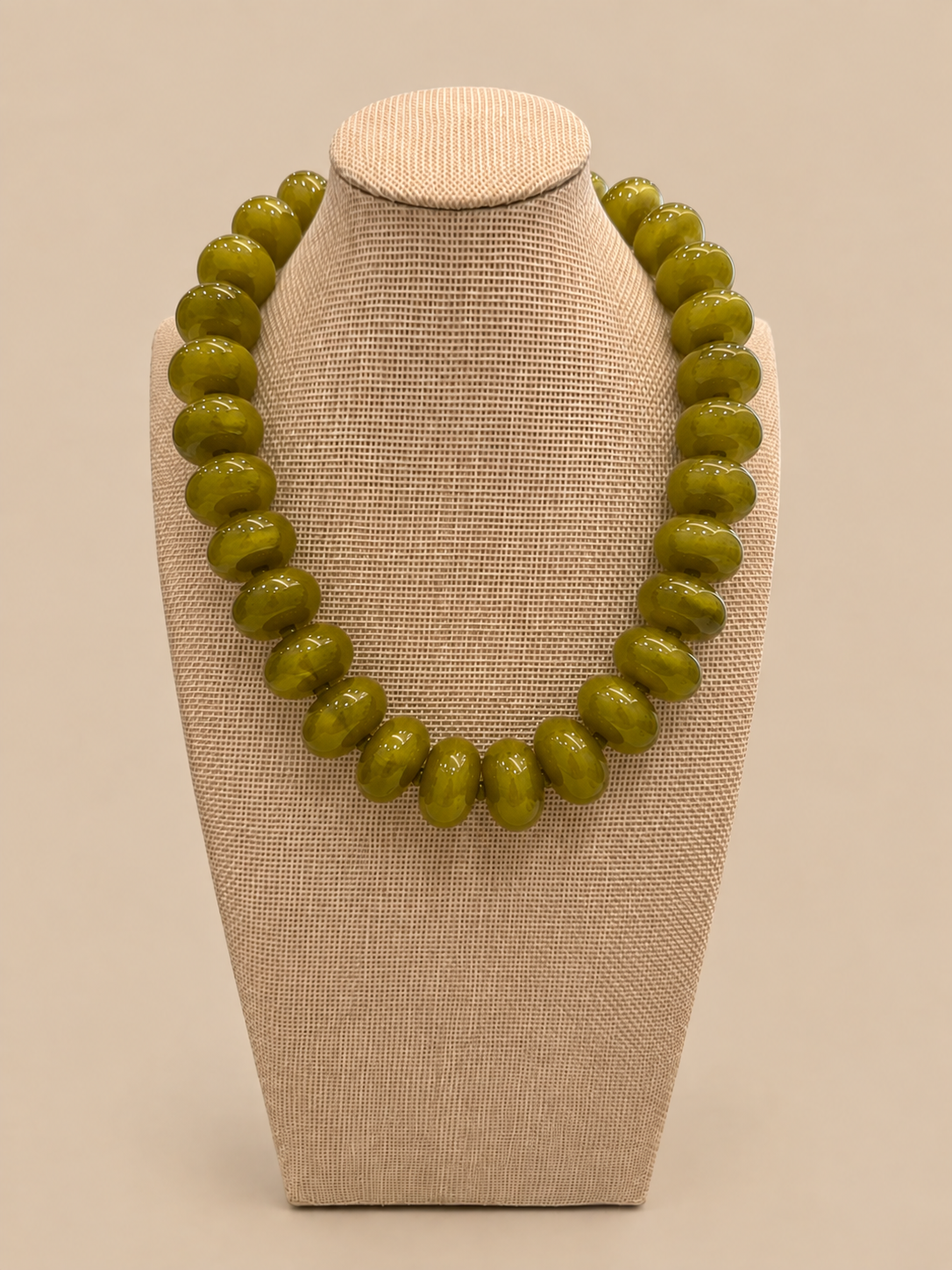 Chuncky Beaded Necklace - Olive Green