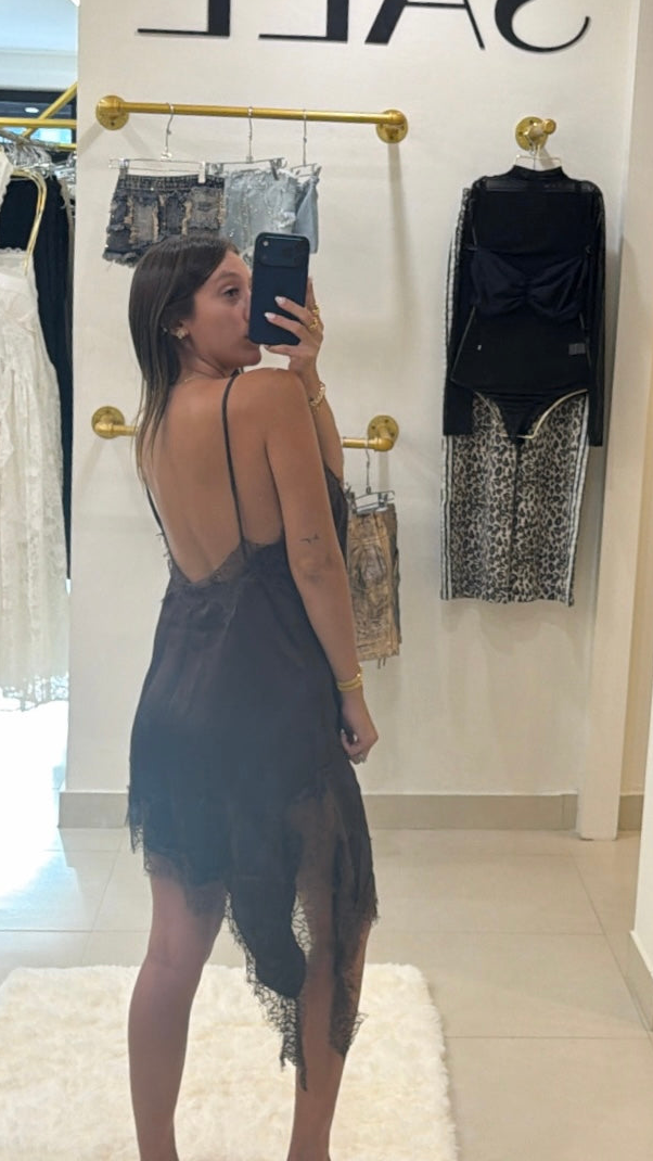 Brown Asymmetrical Dress