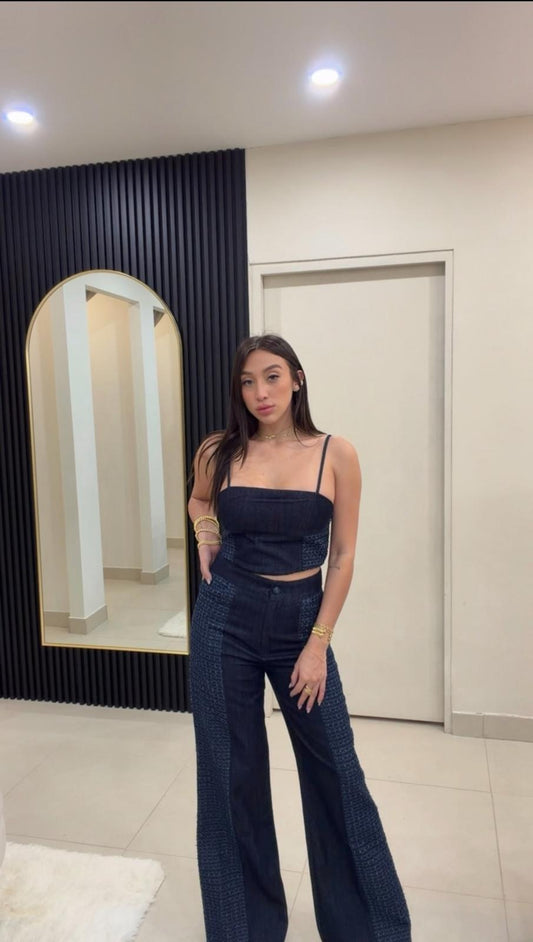 DENIM DOUBLE TONE PANTS